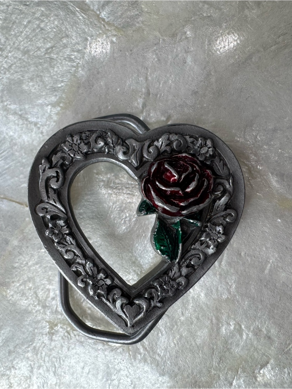 Vintage 1993 Gap Enamel Rose Heart Belt Buckle